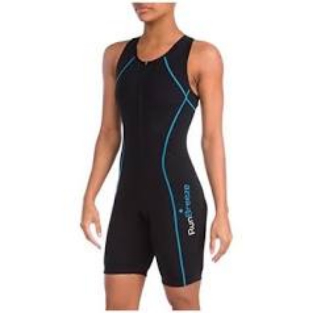 RunBreeze Women’s Performance Triathlon Suit - Navy with Turquoise Stitching